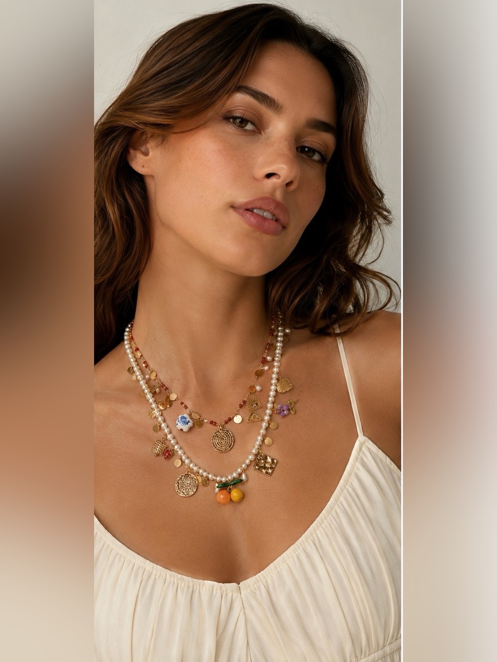 Zara PACK OF BEADED FAUX PEARL CHARM NECKLACES NWT